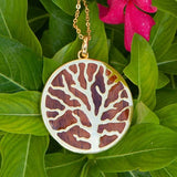 Koa Wood Coral Medallion Pendant Island by Koa Nani