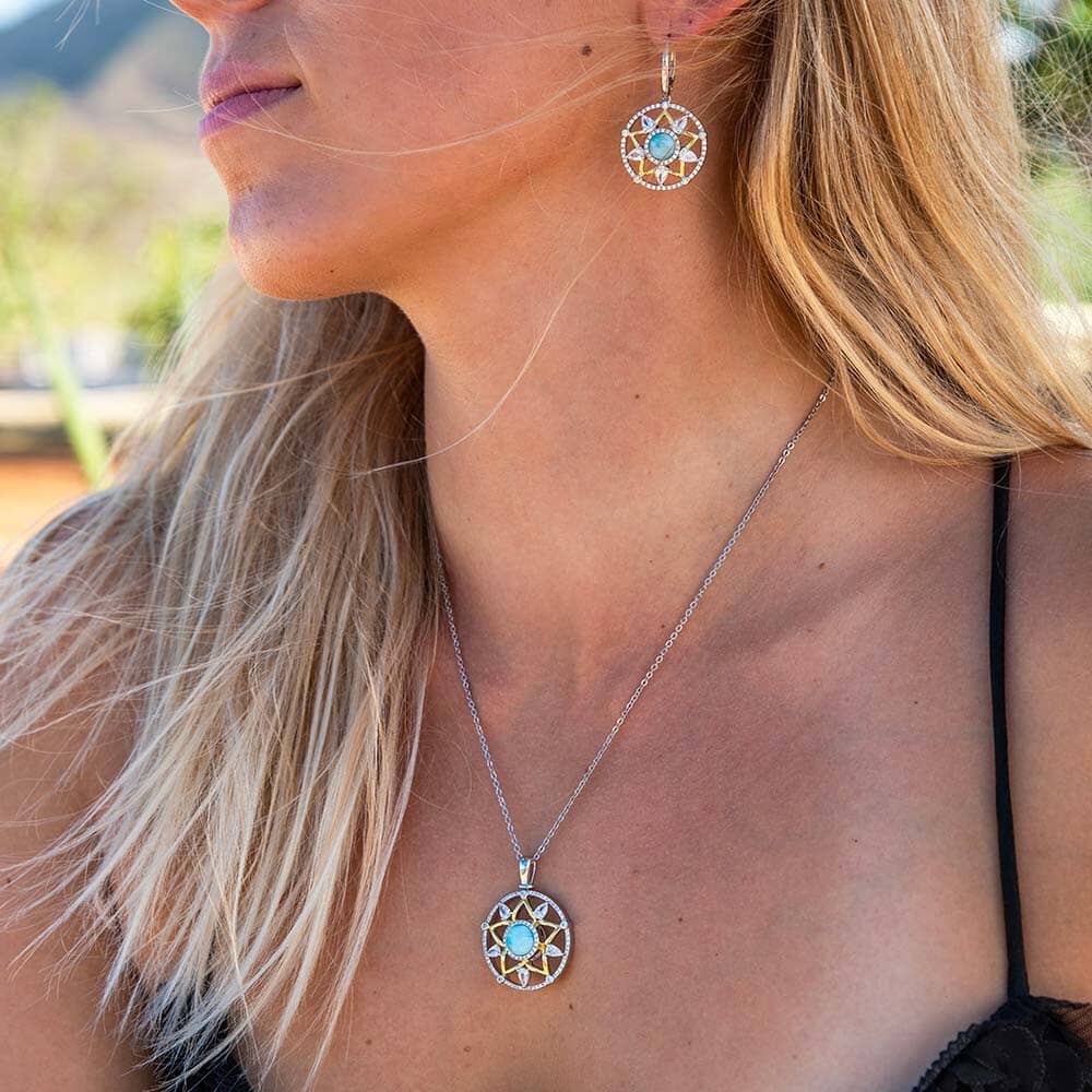 Larimar Star Lantern Pendant & Earrings Set Other Island by Koa Nani