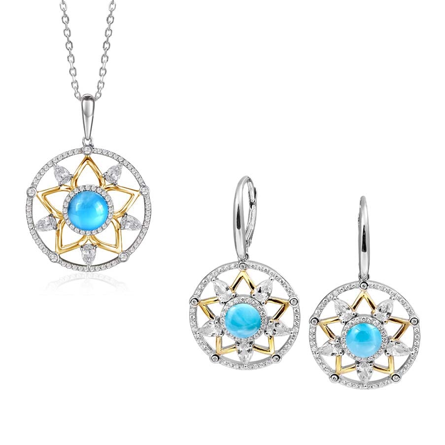 Larimar Star Lantern Pendant & Earrings Set Other Island by Koa Nani