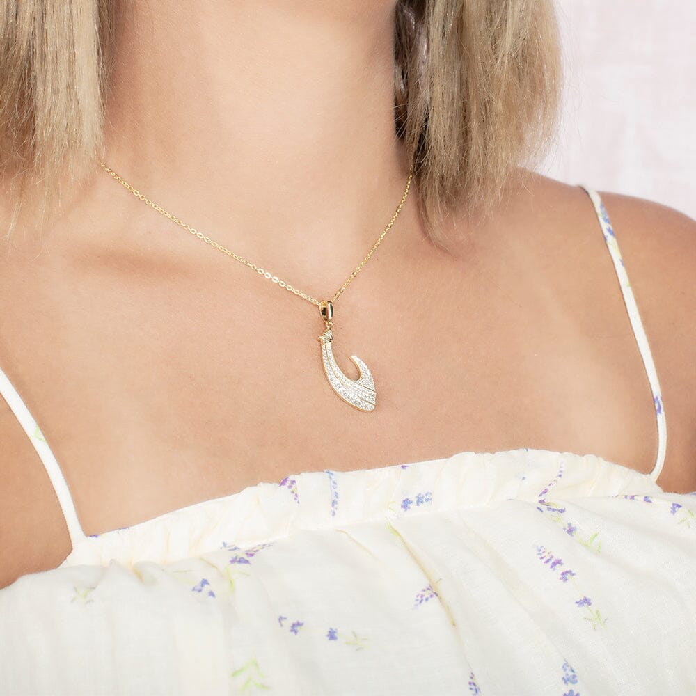 Pavé Fishhook Pendant Pendant Island by Koa Nani