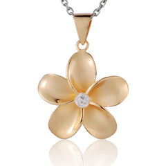 Pua Plumeria Pendant Pendant Island by Koa Nani Yellow Gold Large (45mm)