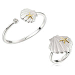 Two-Tone Sea Breeze Shell Bangle & Ring Set Other Island by Koa Nani