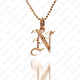 The picture shows a 14K yellow gold Koa Nani N initial pendant.