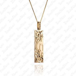 14k Yellow gold half a sea turtle bar pendant
