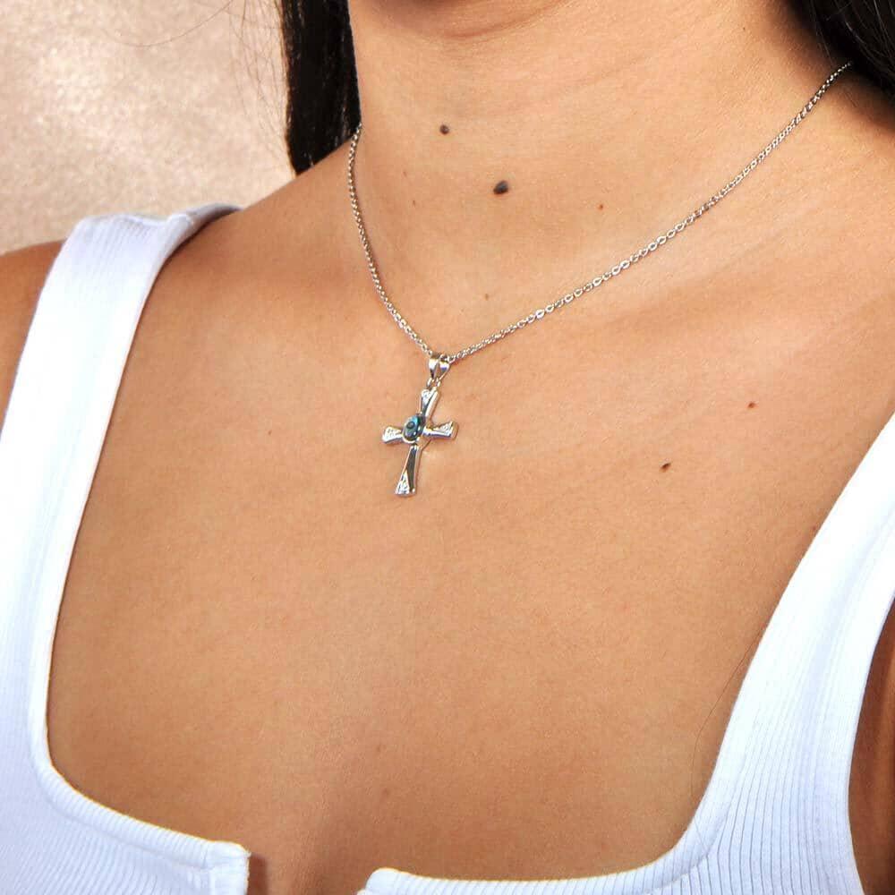 Abalone Centered Cross Pendant Pendant Island by Koa Nani