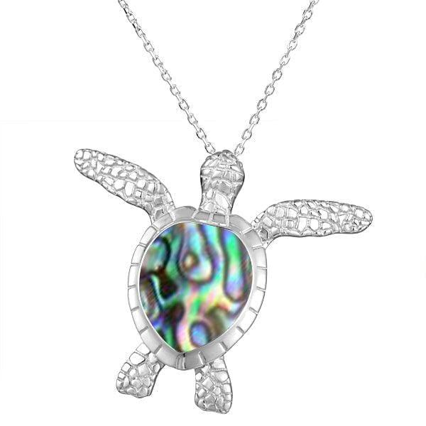 Sterling silver abalone pendant desinged to look like a sea turtle with an abalone shell.