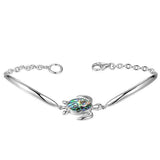 Sterling silver sea turtle bracelet, detailed with an abalone shell.