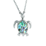 Sterling Silver pendant featuring a sea turtle with an abalone shell.
