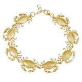 The picture shows a 925 sterling silver yellow gold-plated blue crab bracelet.
