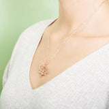 The picture shows a 925 sterling silver rose gold vermeil coral pendant.