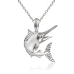The picture shows a 925 sterling silver marlin pendant with topaz.