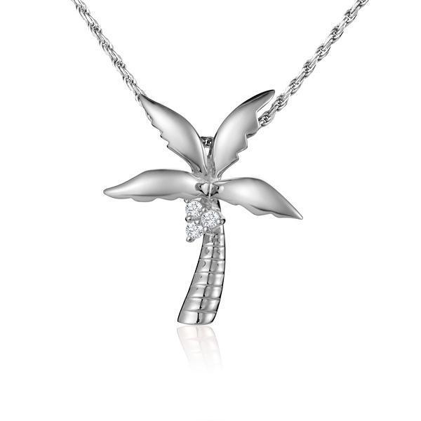 The picture shows a medium 925 sterling silver king palm tree pendant.