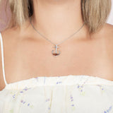 Sterling Silver and Wood Anchor Pendant with White Topaz