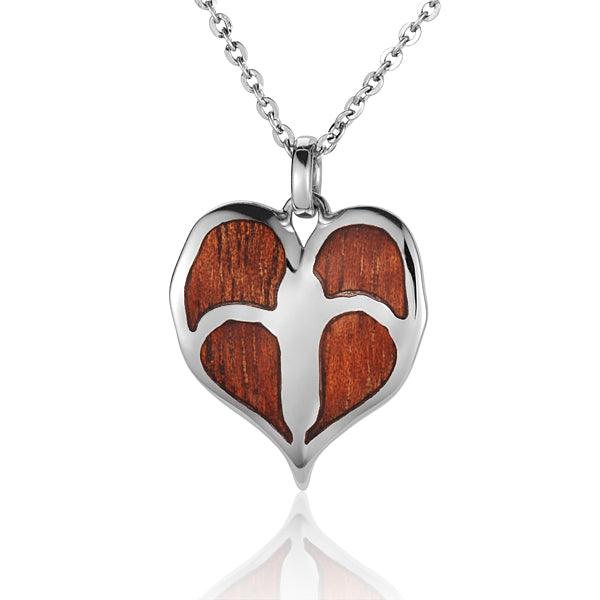 anthurium pendant Sterling Silver Koa Wood Anthurium Flower Heart Pendant