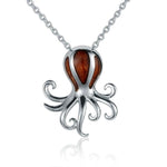 Sterling Silver and Wood Octopus Pendant