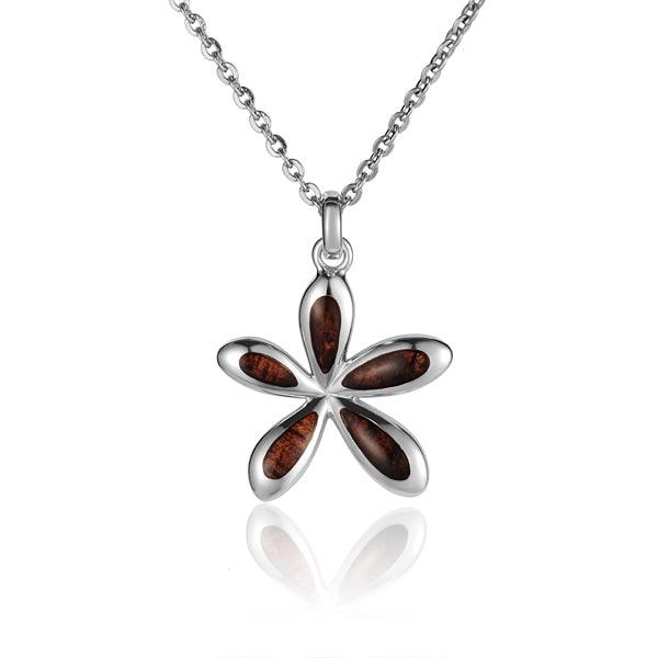 Sterling Silver and Wood Jasmine Flower Pendant