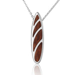Sterling Silver and Wood Hawaiian Striped Surfboard Pendant