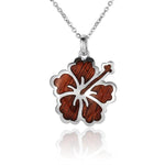 Sterling Silver and Wood Hibiscus Pendant