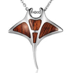 Koa Wood Manta Ray Pendant Pendant Island by Koa Nani Large