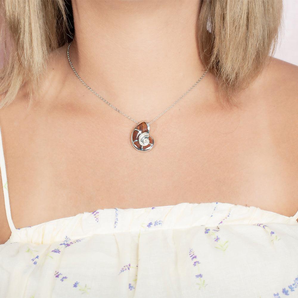 Koa Wood Nautilus Shell Pendant Pendant Island by Koa Nani