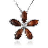 Sterling Silver Wood Tahitian Gardenia Pendant