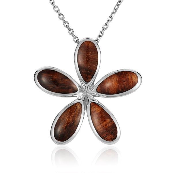 Sterling Silver Wood Tahitian Gardenia Pendant