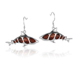 Sterling Silver and Wood Shark Hook Earrings
