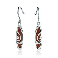 Sterling Silver and Wood Surfboard Hook Earrings