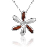 Sterling Silver and Wood Tiare Flower Pendant