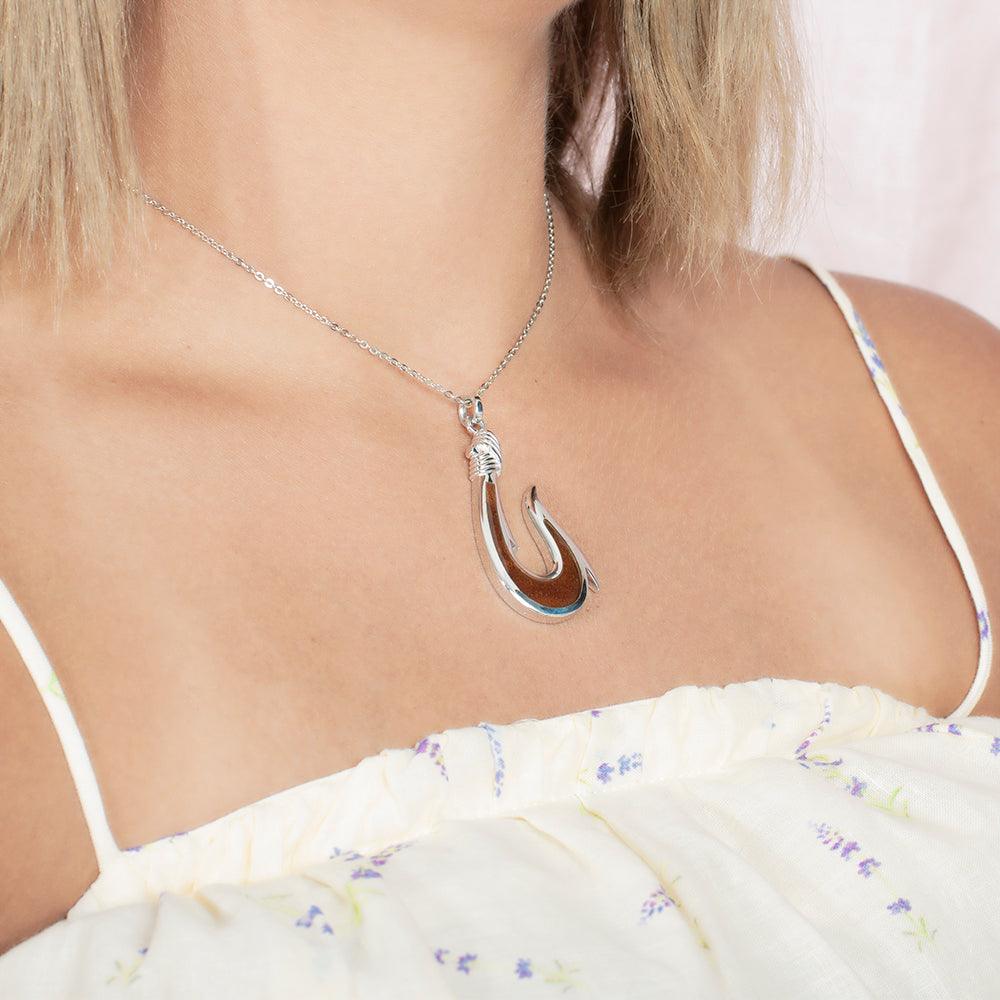 Koa Wood Ulua Fishhook Pendant Pendant Island by Koa Nani