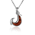 Sterling Silver and Wood Fishhook Pendant