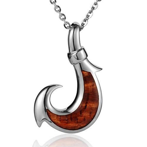 Koa Wood Warrior Fishhook Pendant Pendant Island by Koa Nani Large