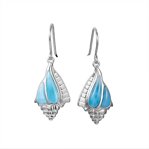 Larimar Conch Shell Earrings Earrings Island by Koa Nani