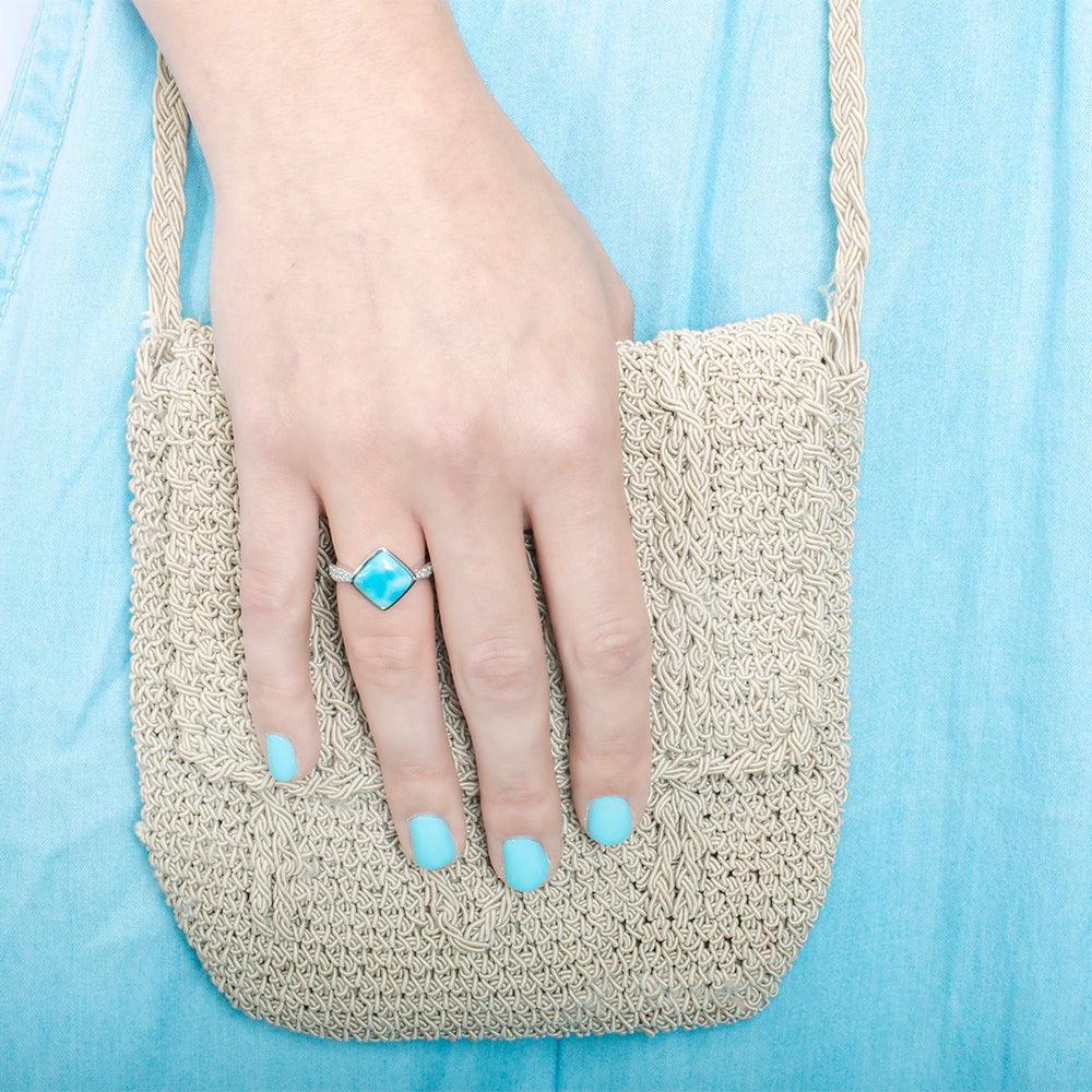 Larimar Cushion Cut Ring Ring Island by Koa Nani
