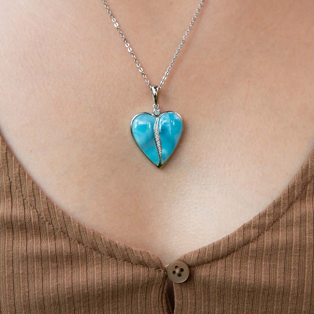 Larimar Hanalei Heart Pendant Pendant Island by Koa Nani