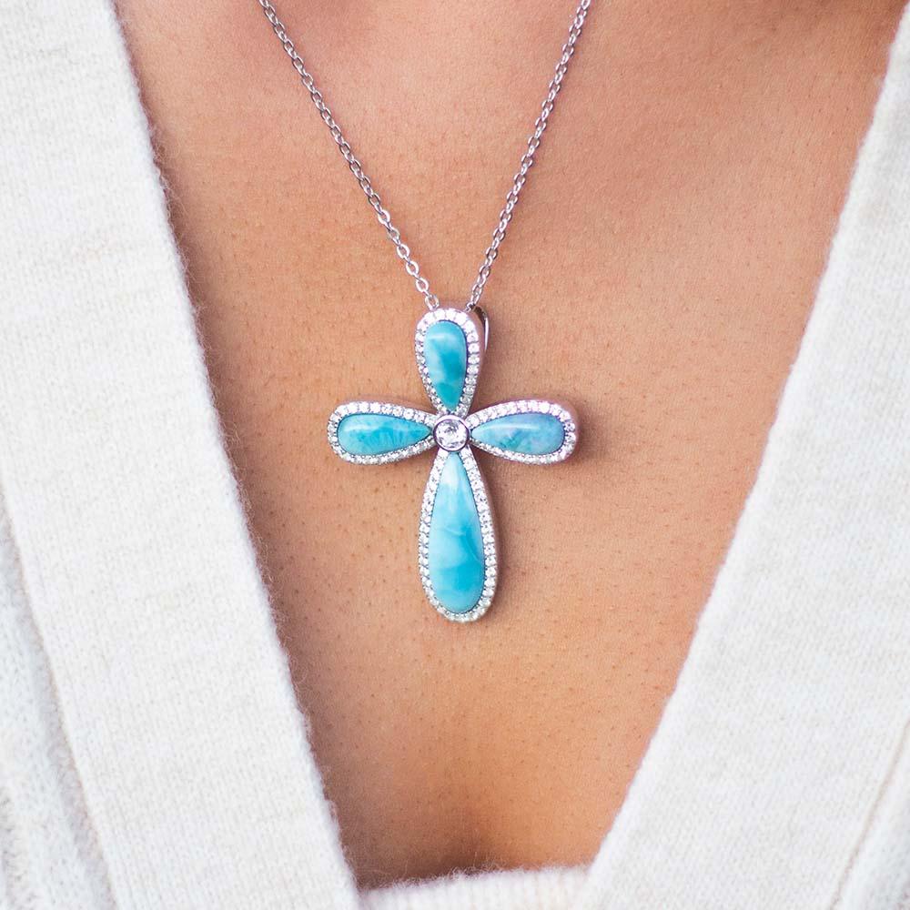Larimar Kai Cross Pendant Pendant Island by Koa Nani