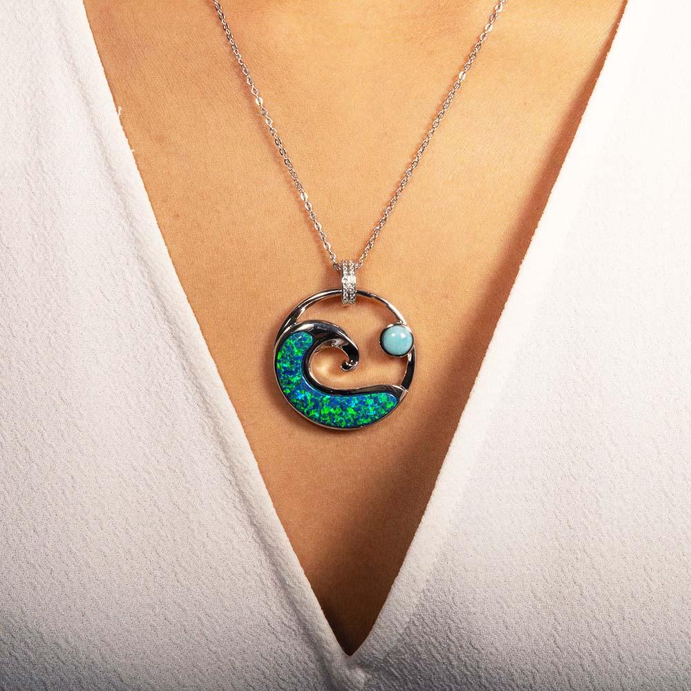 Larimar Moon Tides Pendant with Opalite Pendant Island by Koa Nani