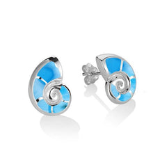 Larimar Nautilus Shell Earrings Earrings Island by Koa Nani