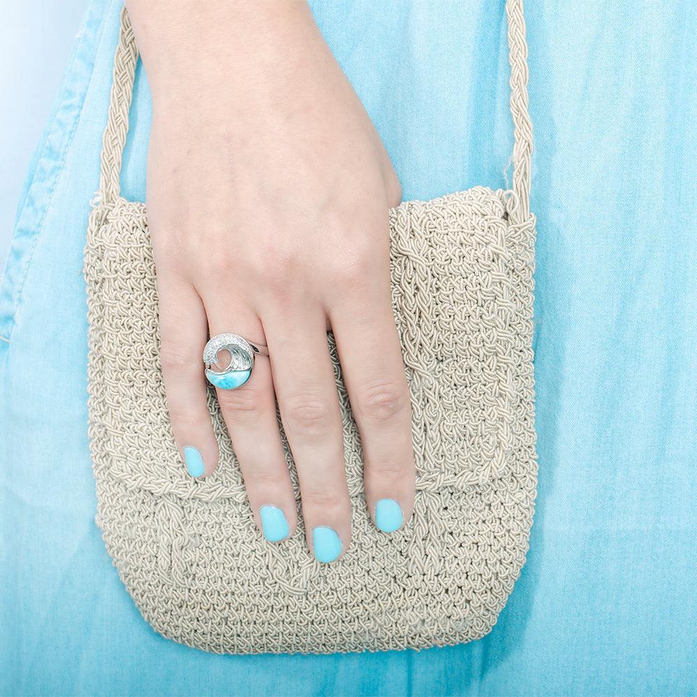 Larimar Ocean Wave Ring Ring Island by Koa Nani