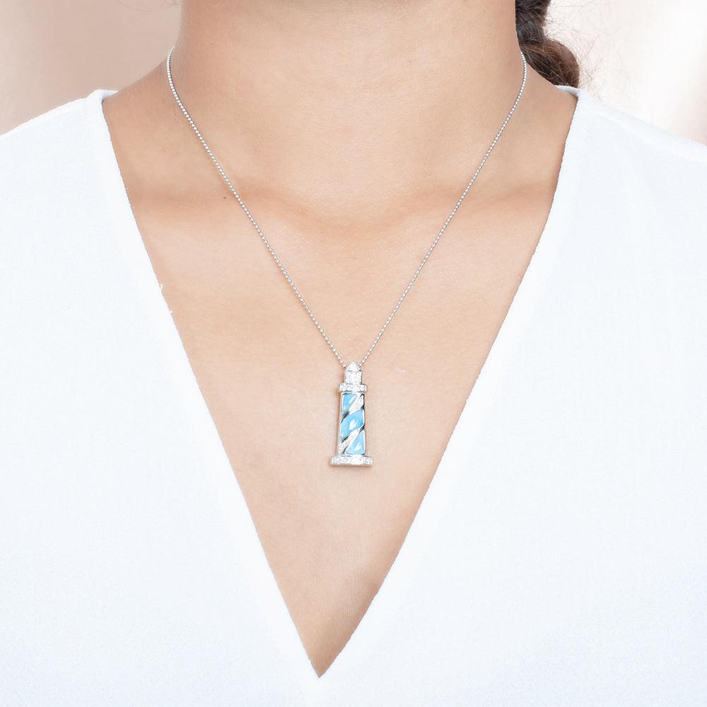 Larimar Pavé Makapu’u Lighthouse Pendant Pendant Island by Koa Nani