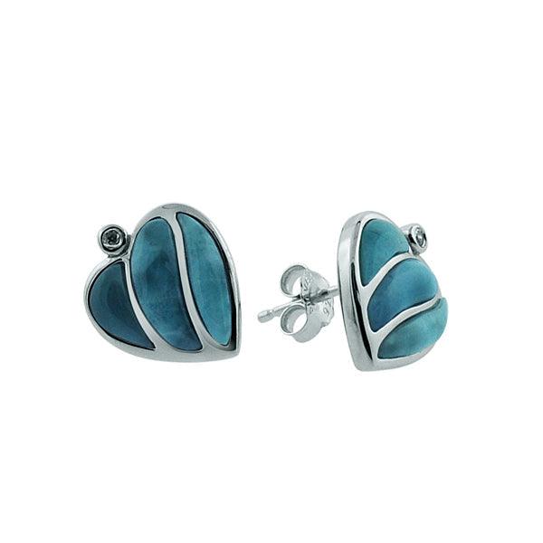 Larimar Striped Heart Stud Earrings Earrings Island by Koa Nani