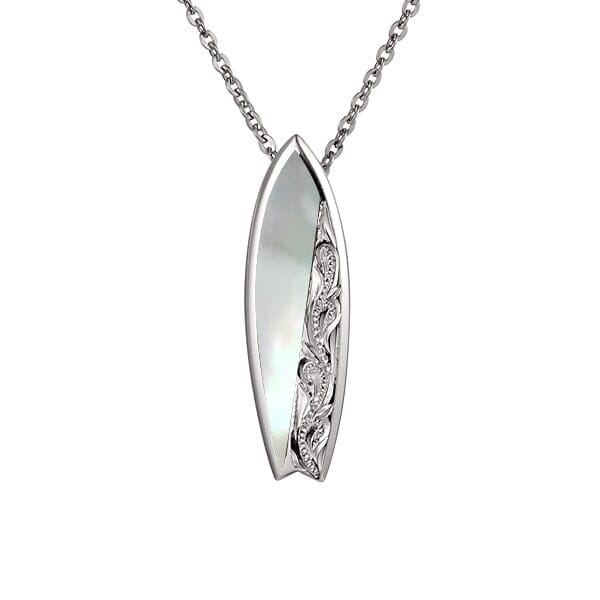 Mother of Pearl Engraved Surfboard Pendant Pendant Island by Koa Nani
