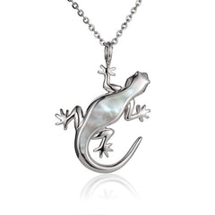 Mother of Pearl Gecko Pendant Pendant Island by Koa Nani White