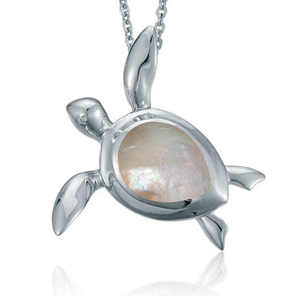 Mother of Pearl Hilo Honu Pendant Pendant Island by Koa Nani White