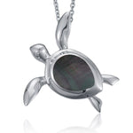 Mother of Pearl Hilo Honu Pendant Pendant Island by Koa Nani Black