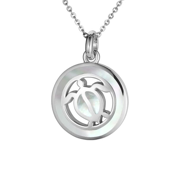Mother of Pearl Honu Medallion Pendant Pendant Island by Koa Nani White