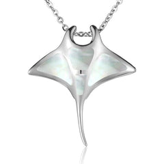 Mother of Pearl Manta Ray Pendant Pendant Island by Koa Nani White