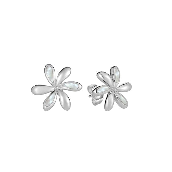 Mother of Pearl Tiare Flower Earrings Earrings Island by Koa Nani White