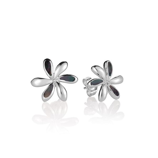 Mother of Pearl Tiare Flower Earrings Earrings Island by Koa Nani Black