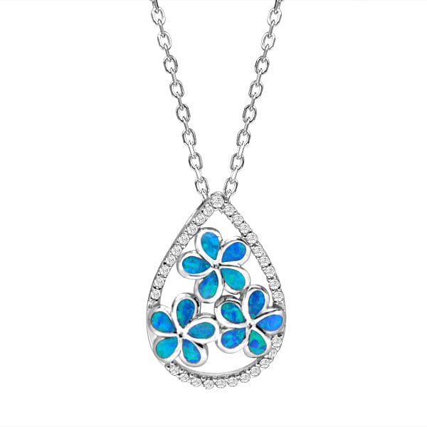 Opal Pavé Plumeria Teardrop Pendant Pendant Island by Koa Nani